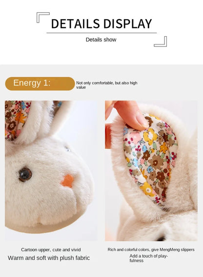 Kid Shoes Girl Fur Slippers Anti Slip Warm Slippers Fashionable Color Matching Cotton Slipper Autumn Winter Thick Bottom Slipper