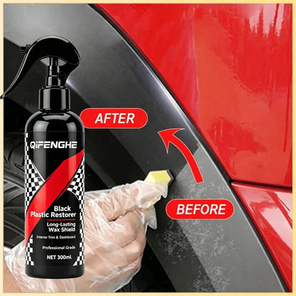 Car Plastic Restorer Black Trim Renewal Long Lasting Wax Coating Interior Dashboard Panel Restore Deep Shine Protectant 300ML