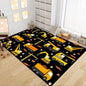 Construction Car Print Area Rug Washable Carpets for Kids Bedroom Living Room Kitchen Entrance Mat Non Slip Flannel Mats