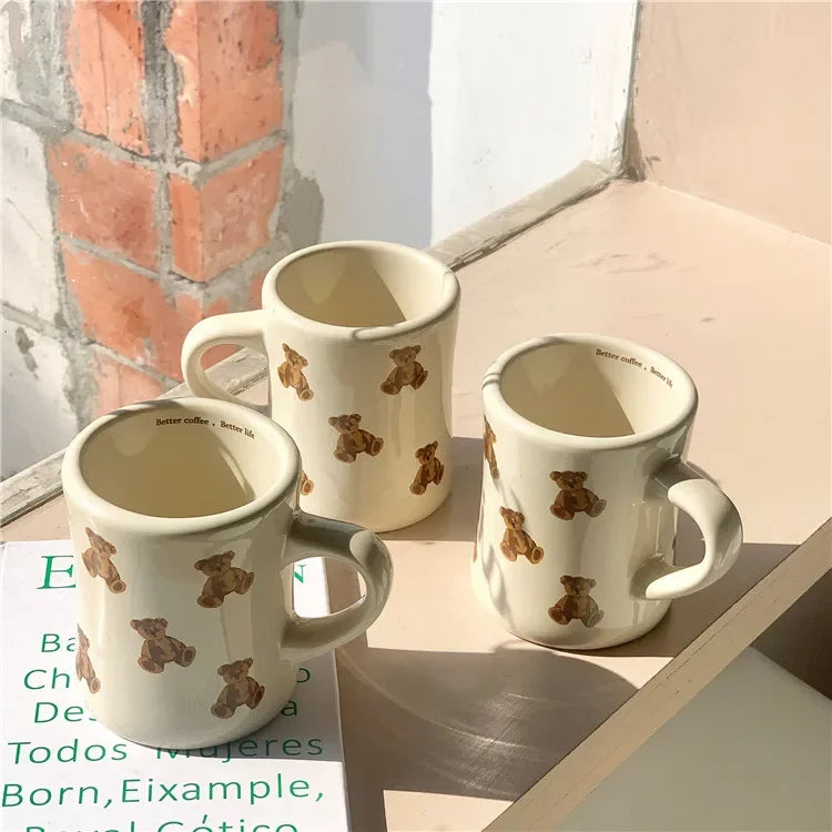 Ceramic Coffee Mug Cartoon Bear Chocolate Bear Mugs Girl Retro Coffee Cup Afternoon Tea Cute Ceramic Mugs Cute Coffee Mug Cup