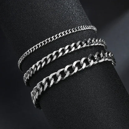 3.5-7MM Stainless Steel Chain Bracelets For Men Women Punk Curb Cuban Link Chain Bangle Fashion Party Never Fade Jewelry
