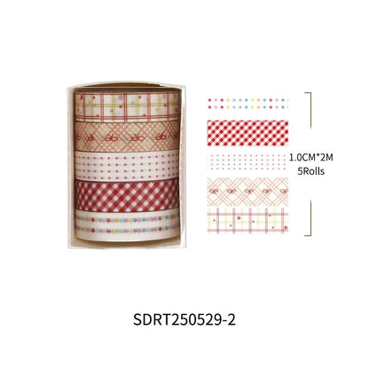 MINKYS 5pcs/set Basic Grid Star Decorative Tape Cute Cartoon Creative Washi Tape School Stationery