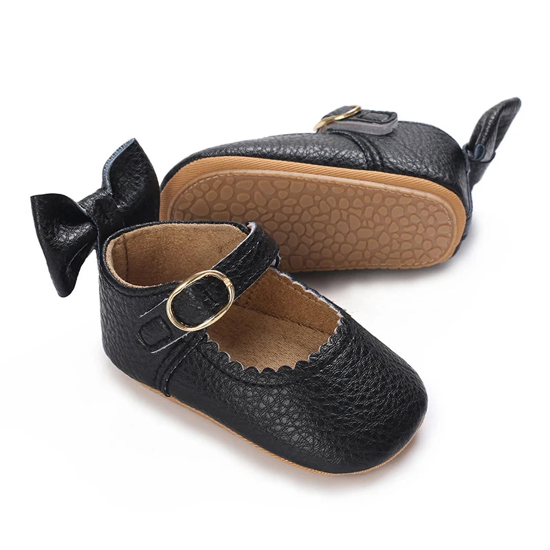 2025Black Fashion Newborn Party Princess Shoes  Boys And Girls' First Step Walking Shoes Rubber Soled Anti Slip Baby Shoes 0-18M