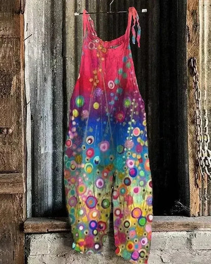 Women Jumpsuits Overalls Sleeveless Slash Neck Print Floral Wide Leg Pants High Street Autumn 2026 Casual Loose Backless