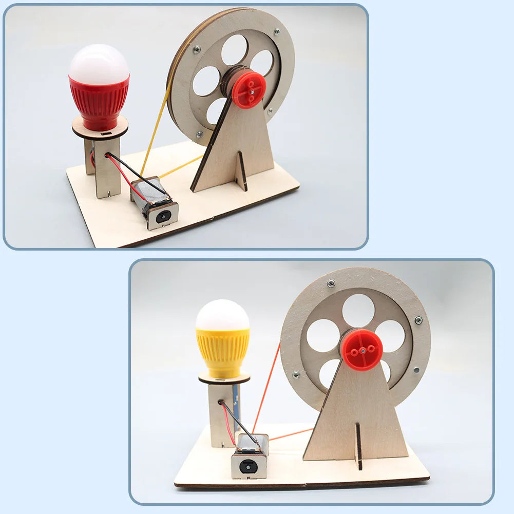 Mini DIY Hand Crank Generator Light Bulb STEM Science Experiment Kit & Education Model for Children Gift Toy Learning Project