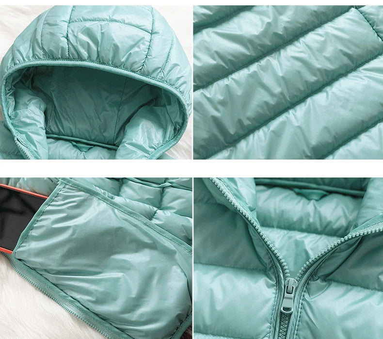 15 Colors Women Hooded Puffer Jackets 2023 New Spring Winter 90% White Duck Down Female Coats Ultralight Packable Casual Parkas