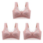 3Pcs Women Lace Bra Perspective Push Up Ice Silk Deep V Bralette Bra Sexy Lingerie Tops Plus Size Cup Mom's underwear L-5XL