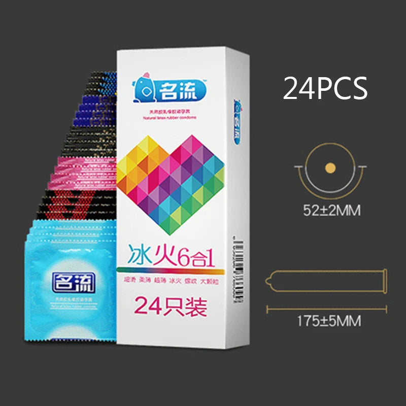 24/30pcs Super Thin Condoms Cool and Hot Sex Toys Dotted Granular Threaded Sexshop Tighten Firming Sex Accessories for Couples