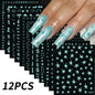 12Pcs 3D Gold Sliver Stars Nail Stickers Bronzing Starlight Nail Art Decals Self Adhesive Slider Decals DIY Nail Tips Decoration