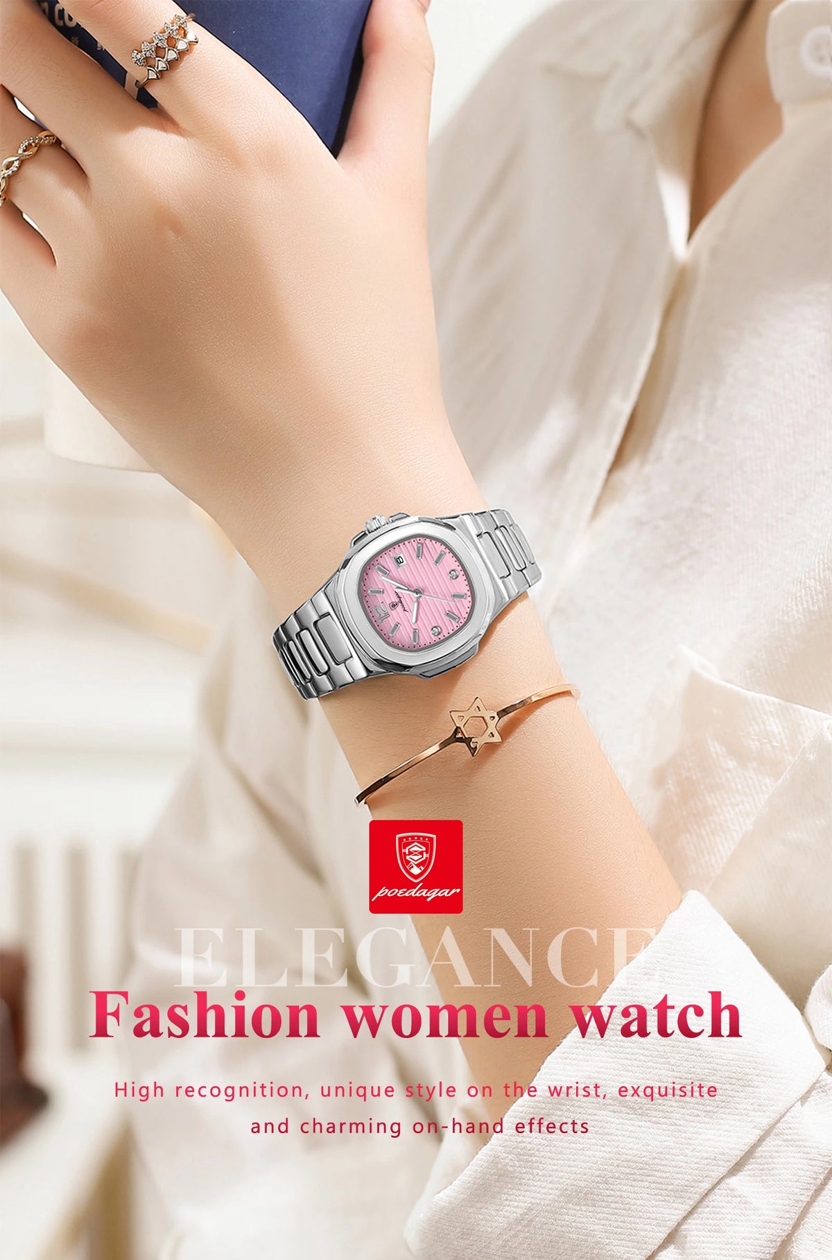 POEDAGAR Square Fashion Woman Wristwatch Luminous Waterproof Date Ladies Watch Luxury High Quality Quartz Women's Watches Reloj