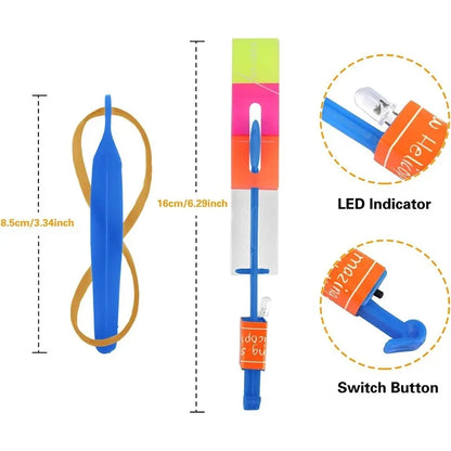 Outdoor Flash Rocket Toy LED Lights Glowing Slingshot Rocket Helicopter Flying Toy Party Fun Gift Rubber Band Ejector Toys