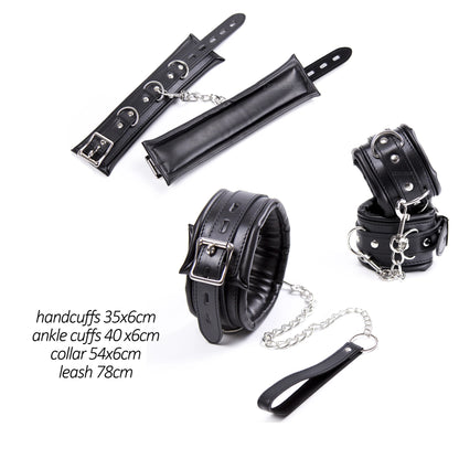 Thierry 3Pcs Soft Bondage Restraints Handcuffs Collar Wrist Ankle Cuffs for Fetish Erotic BDSM Adult Games Couple Sex Product