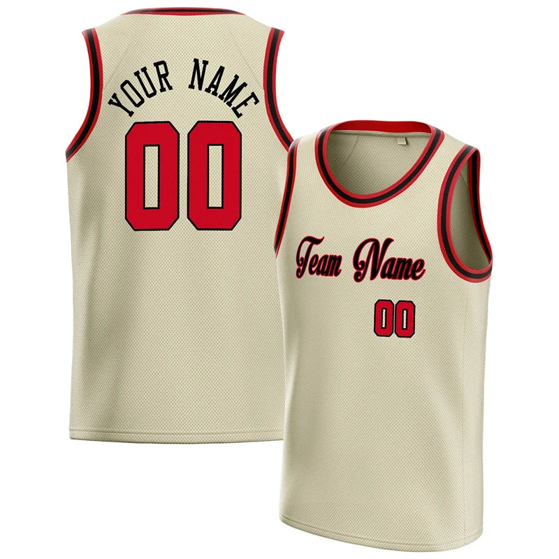 Fashion Cream Basketball Tank Tops Summer Trend Custom Name Team Name Men Women Sports Vest Casual Oversized Team Uniforms Tees