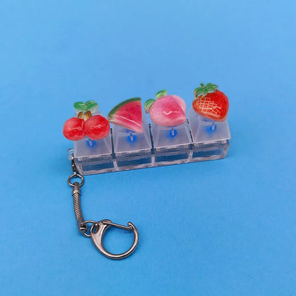 Keycap Keychain Mobile Phone Pendant Fruit Kawaii Keyring Fingertip Decompression Novelty Pop Fidget Toy Valentine Holiday Gift