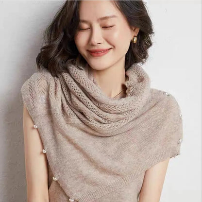 2022 Spring Autumn New Women's Knitted Shawl Cloak Multifunctional Warm Scarf Versatile Scarf Ponchos Capes Cardigan Khaki