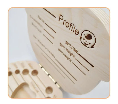 Baby Tooth Box Spanish/Dutch/French/German Wooden Kids Milk Teeth Organizer Storage Boys Girls Baby Souvenirs Gifts Keepsakes