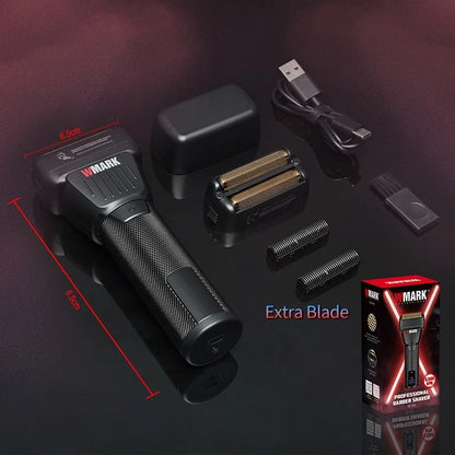 WMARK NG-7982 Professional Hair Trimmer for Man 9000RPM Titanium Coated Floating Double Blade Mesh Men's Shaver Equipped Blades