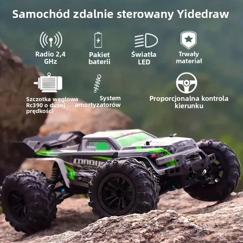 "1:16 4WD RC Car (50km/h): LED Lights, Off-road High-Speed Drift. For Boys & Off-road Fans. Monster Truck Toy – Christmas & New