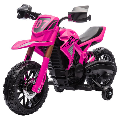 12V electric motorcycle, children’s motorcycle with training wheels, kids’ car, featuring a horn and start-up sound, 3 km/h, pink, electric toy motorcycle, riding motorcycle