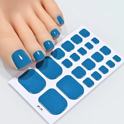 22Tips Solid Color Self-adhesive Gel Stickers for Toe Nails Waterproof Long-lasting Toenail Stickers Toe Full Cover Toenail Wrap