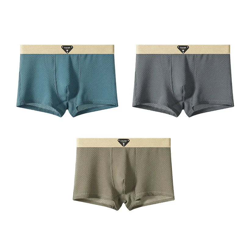 1/3PCS Men's Cool Ice Silk Boxers Shorts Summer Satin-like Solid Underpants Skin Friendly Breathable Mesh Crotch Male Underwear
