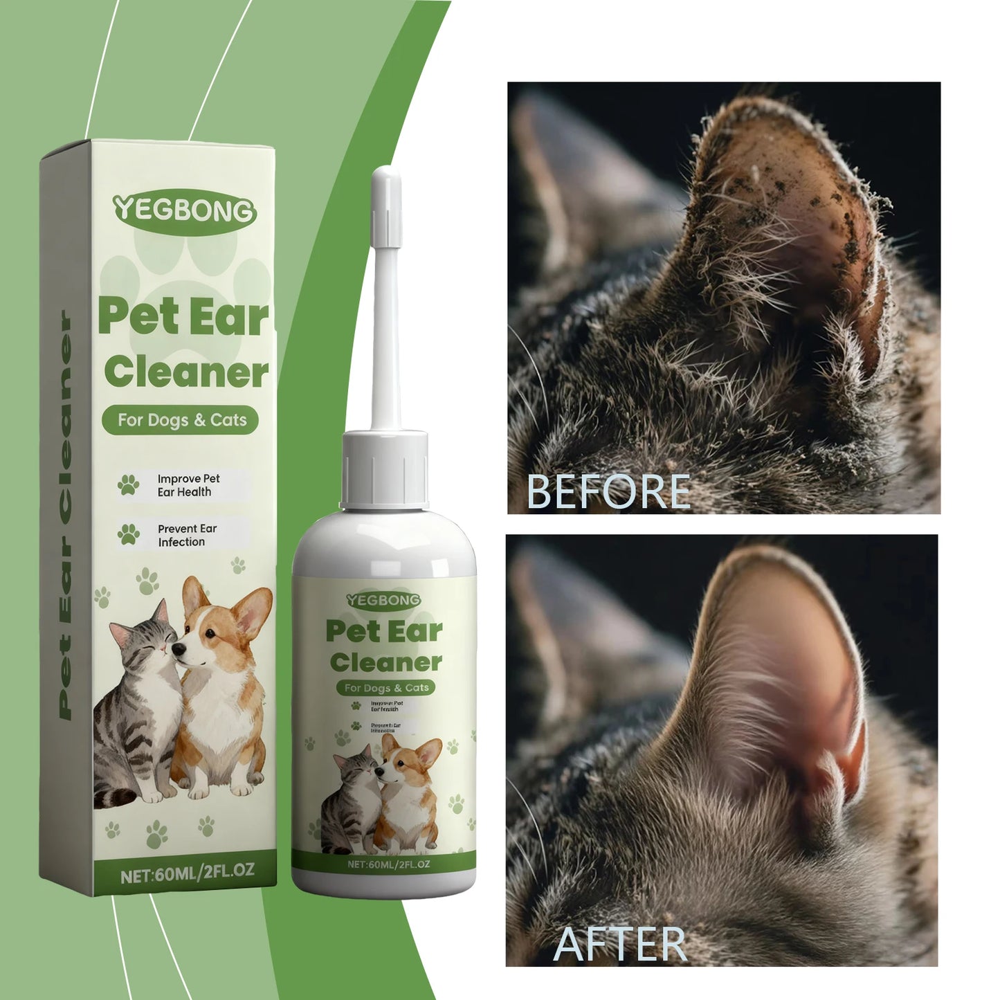 Pet Care Ear Drops Gently Cleaning Earwax Eliminating Odors Reducing Mite Infection Relieve Itching and Discomfort Pet Ear Fluid