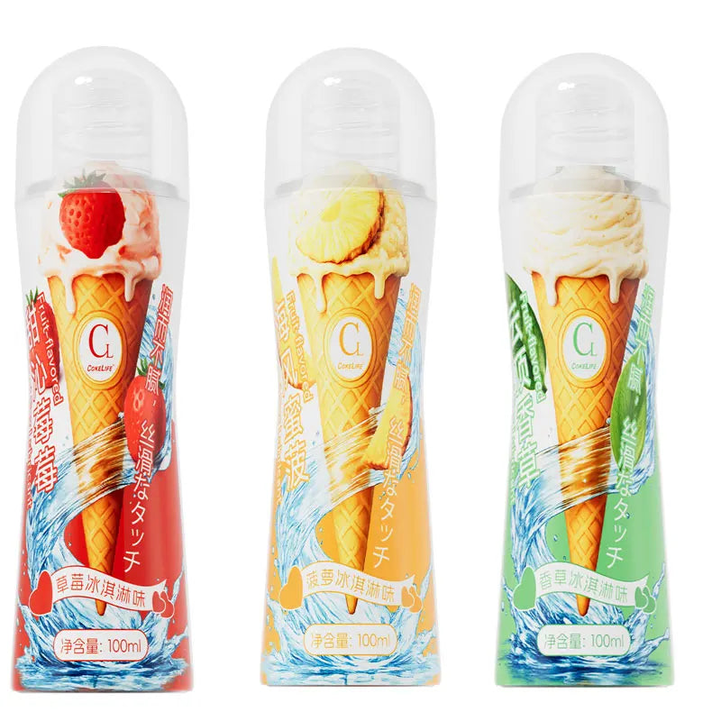 100ml Strawberry/Vanilla/Pineapple Sex Adult Ice Cream Flavored Smooth Sweet Slippery Oral Lubricant Non-sticky Safer Gel