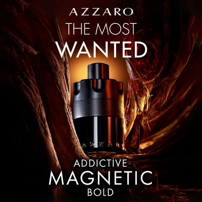Azzaro The Most Wanted 100ml Eau de Parfum Intense - Woody & Seductive Mens Cologne - Fougère, Ambery & Spicy Fragrance for Date Night - Lasting Wear - Luxury Perfumes for Men, Wooden base, long-lasting fragrance, black Hard