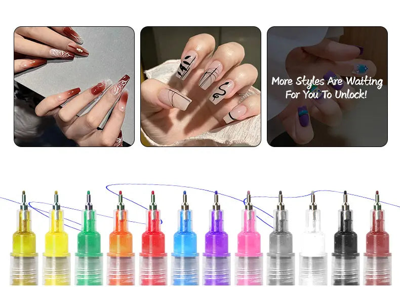 Nail Art Markers Customised Specialised Needle Tube Nail Art Pens Hand-Drawn Outline Pen Acrylic Paint Pen Set Acrylic Paintbrus
