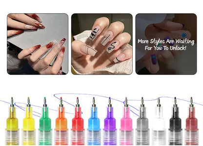 Nail Art Markers Customised Specialised Needle Tube Nail Art Pens Hand-Drawn Outline Pen Acrylic Paint Pen Set Acrylic Paintbrus