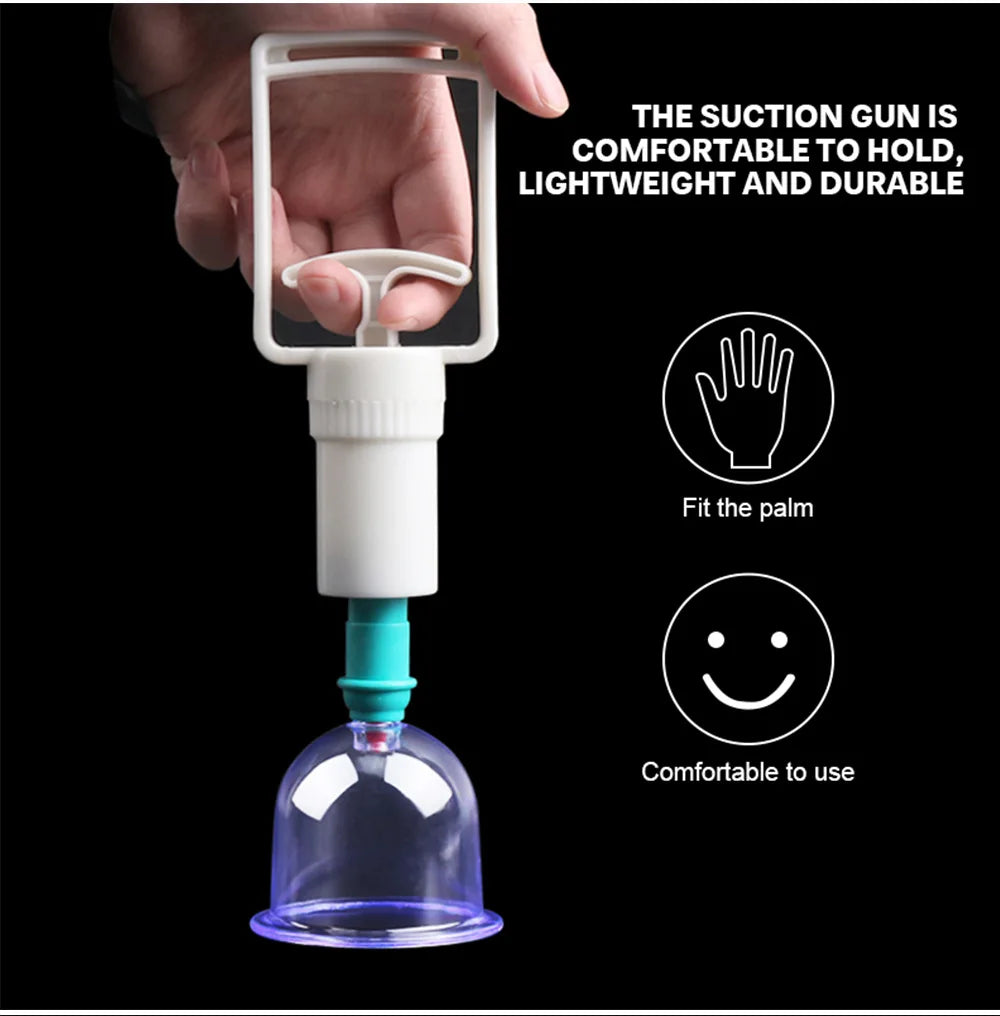6-Piece Suction Cup Set with Hand Pump – Vacuum Cupping Tool for Back & Body Use