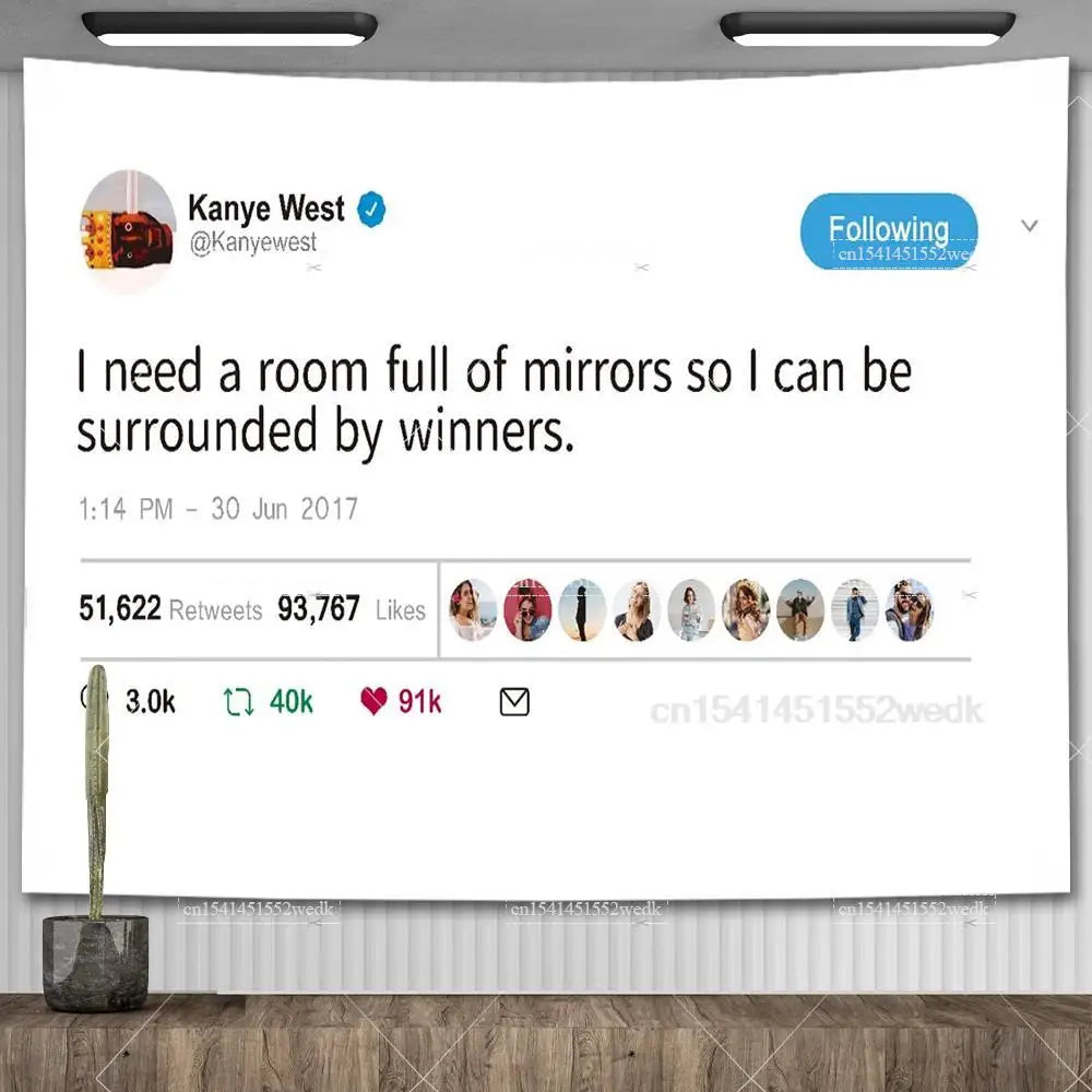 I'm The Reason I Smile Everyday Tapestry Kanye West Tweet Quote Wall Decor Flag Banner Meme Tapestrys Aesthetic Dorm Background