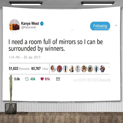 I'm The Reason I Smile Everyday Tapestry Kanye West Tweet Quote Wall Decor Flag Banner Meme Tapestrys Aesthetic Dorm Background
