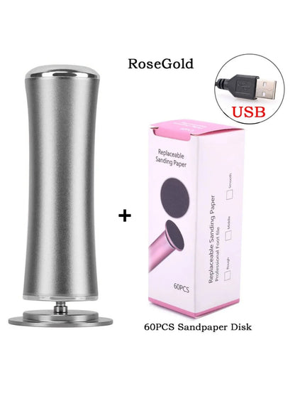 Electric Foot File Callus Remover Pedicure Machine with 60 Replacement Sandpaper Disks Adjustable Speed Aluminum Foot Care Tool