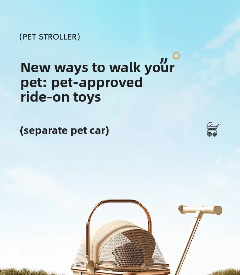 Rose Gold Pet Stroller Fashion Lightweight Foldable Detachable Carrier Bag Dog Cat Travel Cross Border Pet Stroller Dog Trolley