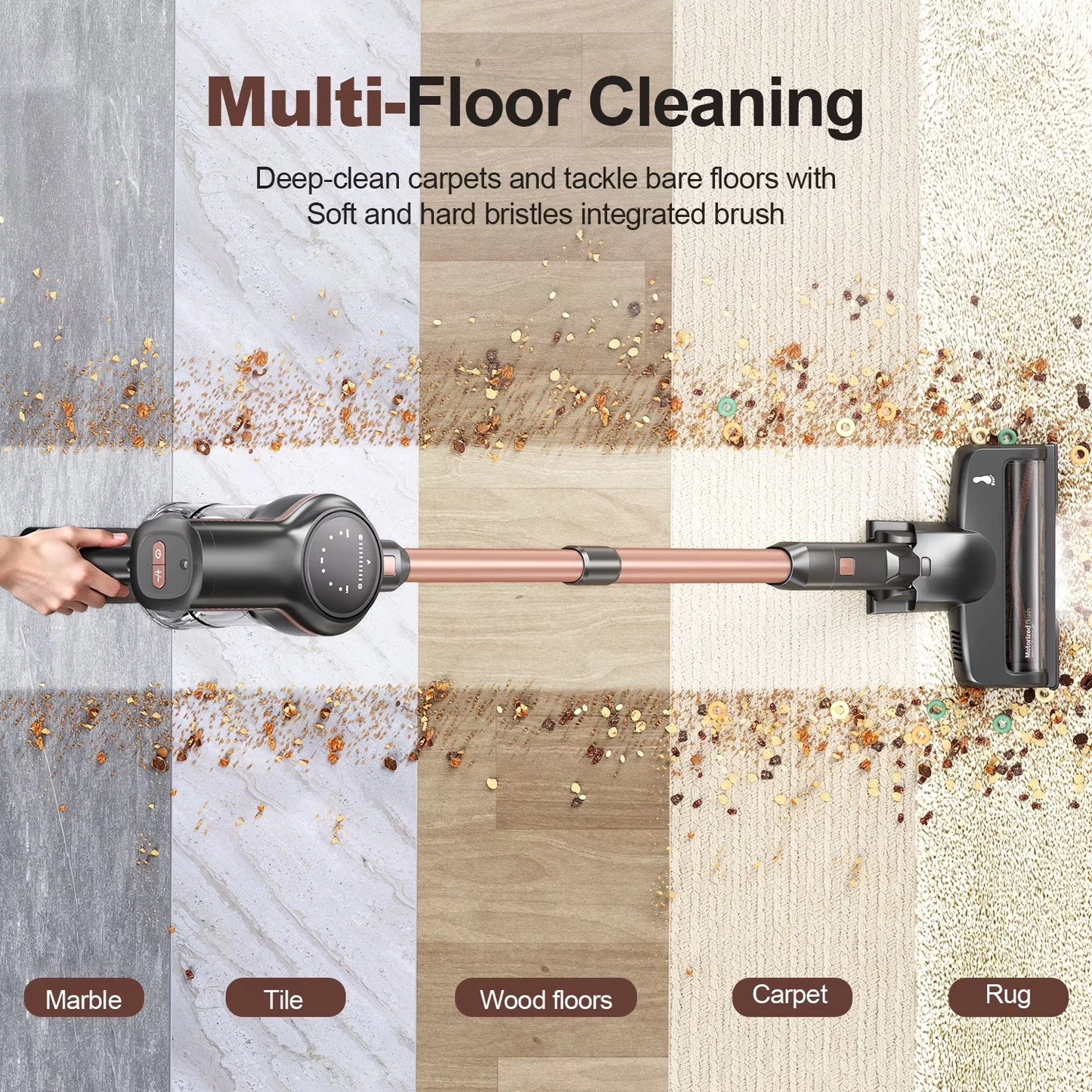 INSE S7P 465W Cordless Vacuum Cleaner 45KPA Strong Suction for Pet Hair and Carpet 55Mins Runtime Household Cleaning