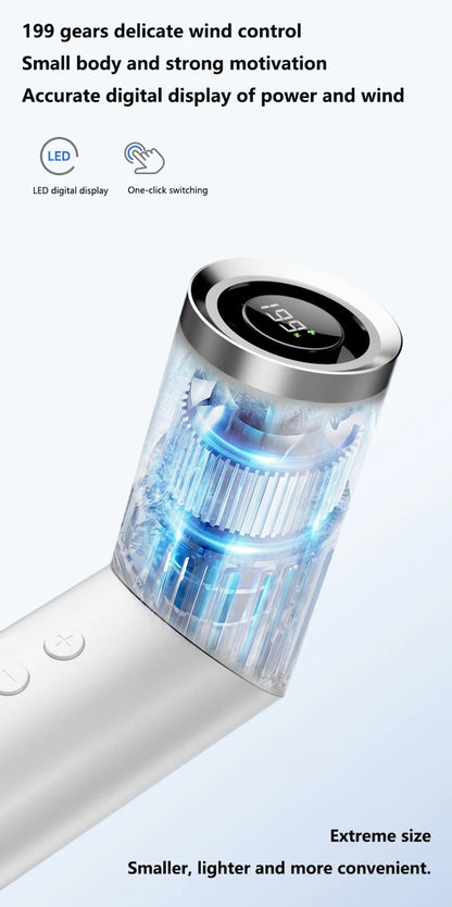 Lenovo Portable Foldable Handheld Fan Brushless Motor USB Rechargeable Mini Fan 199-Speed Settings with LED Display Small Fan