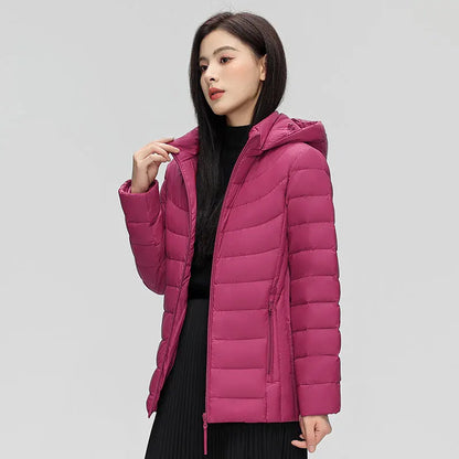 Women's plus Size M-6XL Hooded Puffer Jacket 90% Down Quilted Warm Coat Parka with Detachable Hat Winter Outerwear
