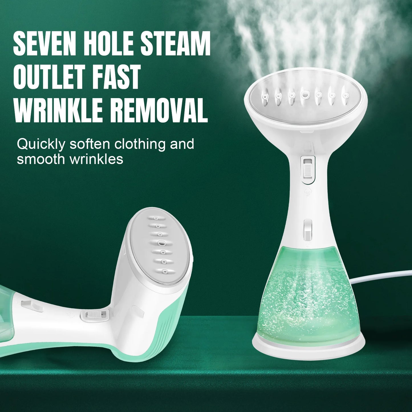 1500W Handheld Clothes Steamer Portable, 300ml Water Tank, 30s Fast Heat-up, 27g/min, Stainless Steel Panel,1.5m Cable
