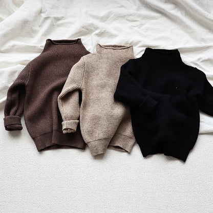 MILANCEL Spring Autumn New Kids Infant Sweaters Turtleneck Boys Pullover Boys Knitwear Girls Base Sweater