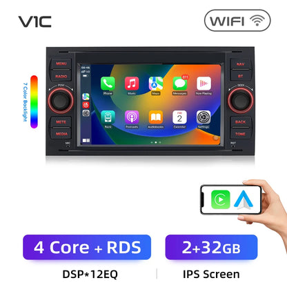 Junsun CarPlay Android Auto Radio for Ford Focus Mondeo Fiesta Transit Kuga C-Max S-Max Galaxy GPS Car Multimedia 2din autoradio
