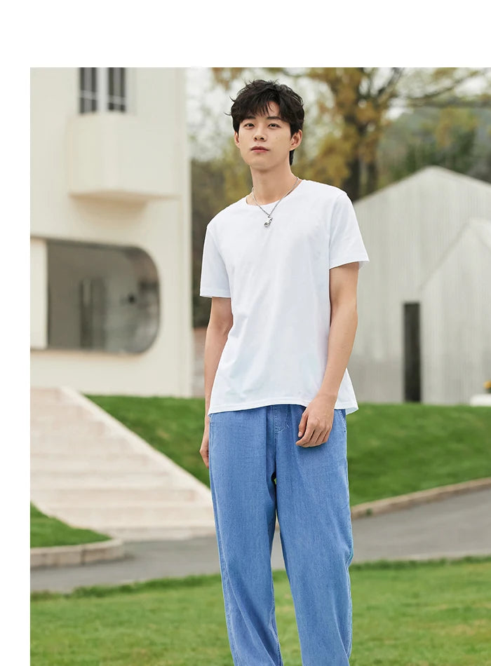 Semir Short Sleeve Men T-Shirt Cotton 2026 Summer New Man Clothing Thin And Versatile T Shirt Couples Solid Color Tops
