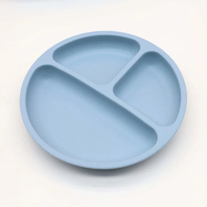 7pcs baby silicone tableware set, bib, dining plate, bowl with suction cup, 2-in-1 water cup, snack cup, wooden spoon and fork