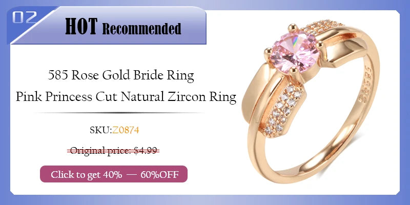 Kinel Luxury Natural Zircon 9mm Width Rings For Women 585 Rose Gold Silver Color Mix Setting Design Daily Bride Wedding Jewelry