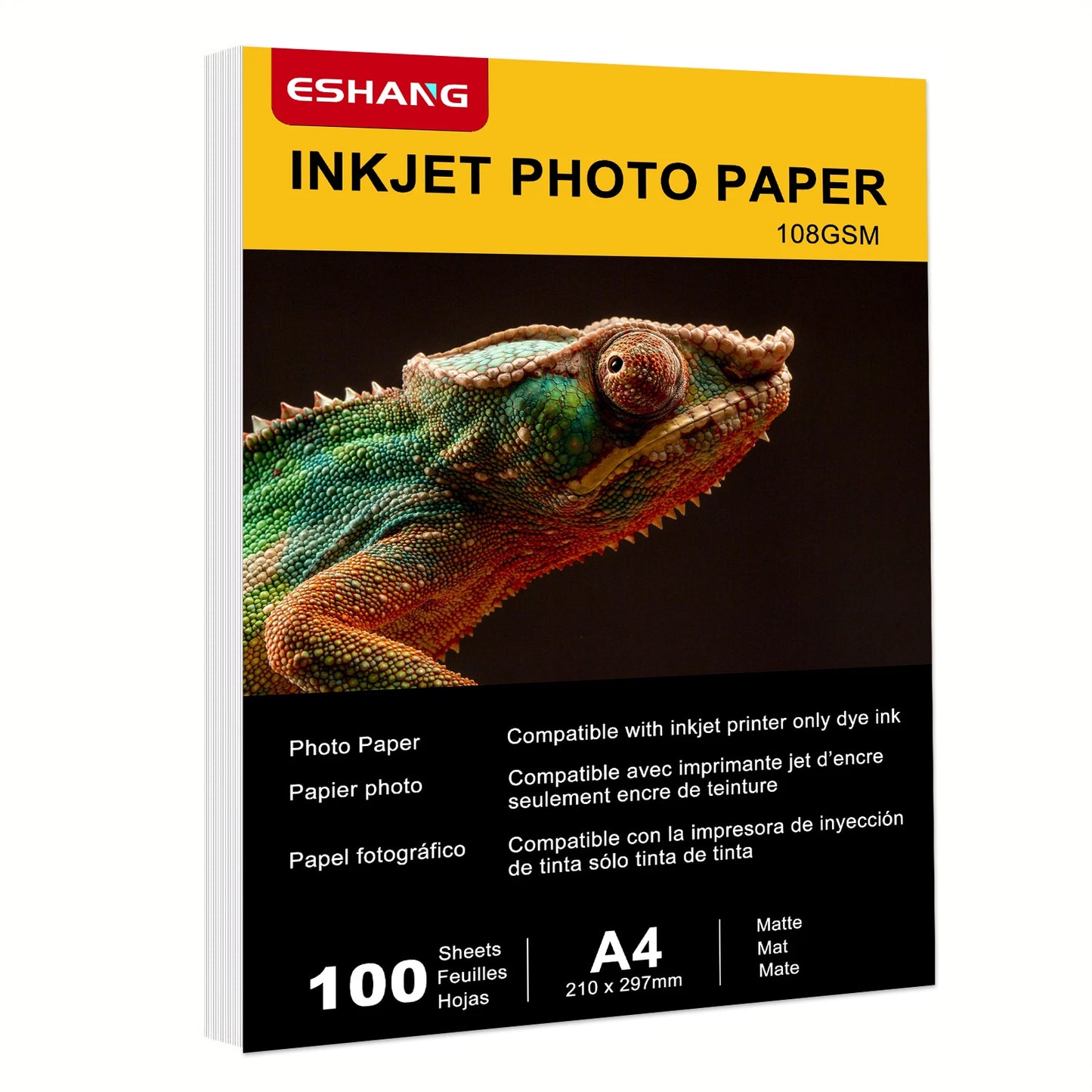 100 Sheets A4 Printable Single Side Photo Paper for Inkjet Printer, Bright Color, Suitable for Photography, Family, Festivals