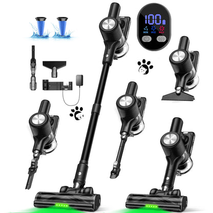 Cordless Vacuum Cleaner, 55Kpa/55min Self-Standing Powerful Stick Lightweight Vacuum Cleaner for Home Pet Hair/Hard Floor/Carpet