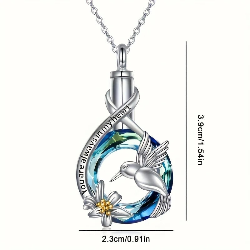 1PCS Hummingbird Urn Necklace for Urn Ashes for Women Cute Animal Cremation Jewelry Remembrance Gift for Christmas