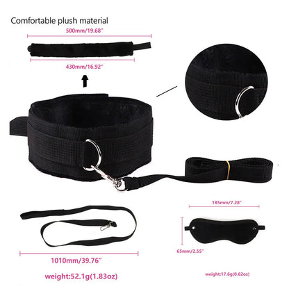 Hot Exotic Bed Bondage Set BDSM Kits Exotic Sex Toys For Women  Adults Games Leather Handcuffs Whip Gag Nipple Clamps Sex Shop