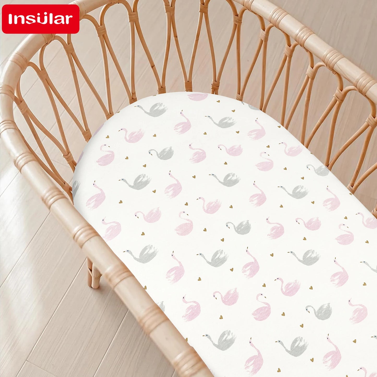 Cartoon Printed Crib Sheet Set Baby Bedding Toddler Mattress & Changing Pad Cover Polyester Cotton Fitted Bassinet Sheets