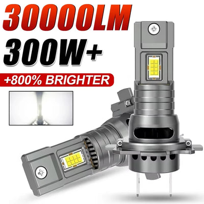 H7 LED Headlight CANBUS 30000LM 7035 CSP Chips 1:1 MINI Size Plug And Play Auto Lamp 6000K Wireless Turbo Fog Light With Fan